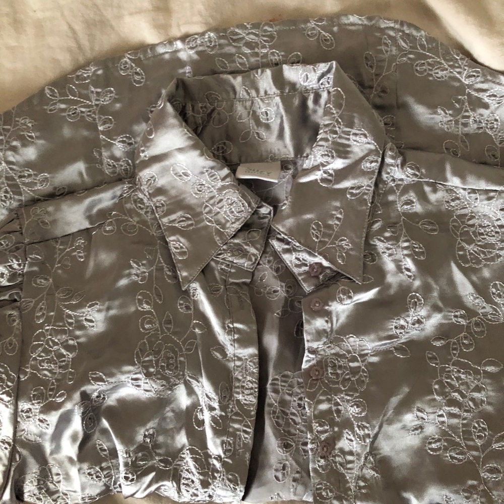 Silver Party Button Down Top
